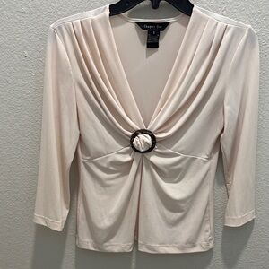 Chapter One Soft Cream Women's Blouse with Ring Accent